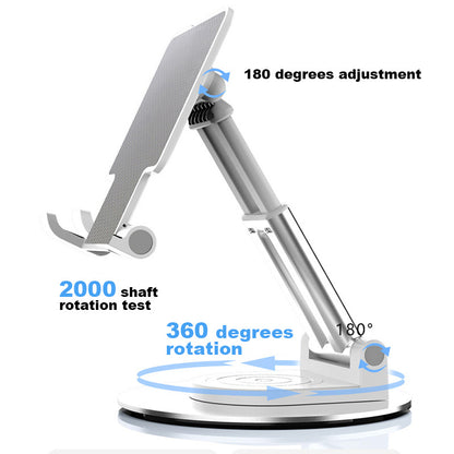 CCT22 Dual Tube Desktop Folding Cell Phone Stand ABS+Silicone Rotating Mobile Phone Holder