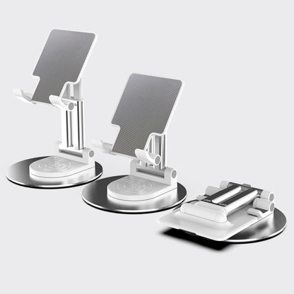 CCT22 Dual Tube Desktop Folding Cell Phone Stand ABS+Silicone Rotating Mobile Phone Holder