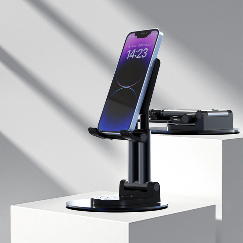 CCT22 Dual Tube Desktop Folding Cell Phone Stand ABS+Silicone Rotating Mobile Phone Holder