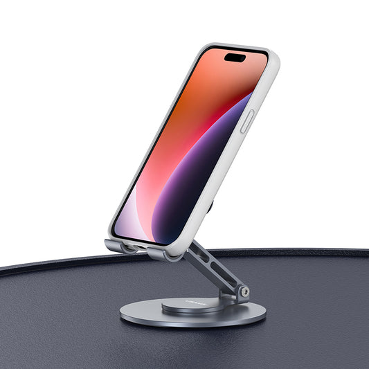USAMS US-ZJ074 Desktop Foldable Phone Tablet Stand Aluminum Alloy 360-Degree Rotating Phone Holder