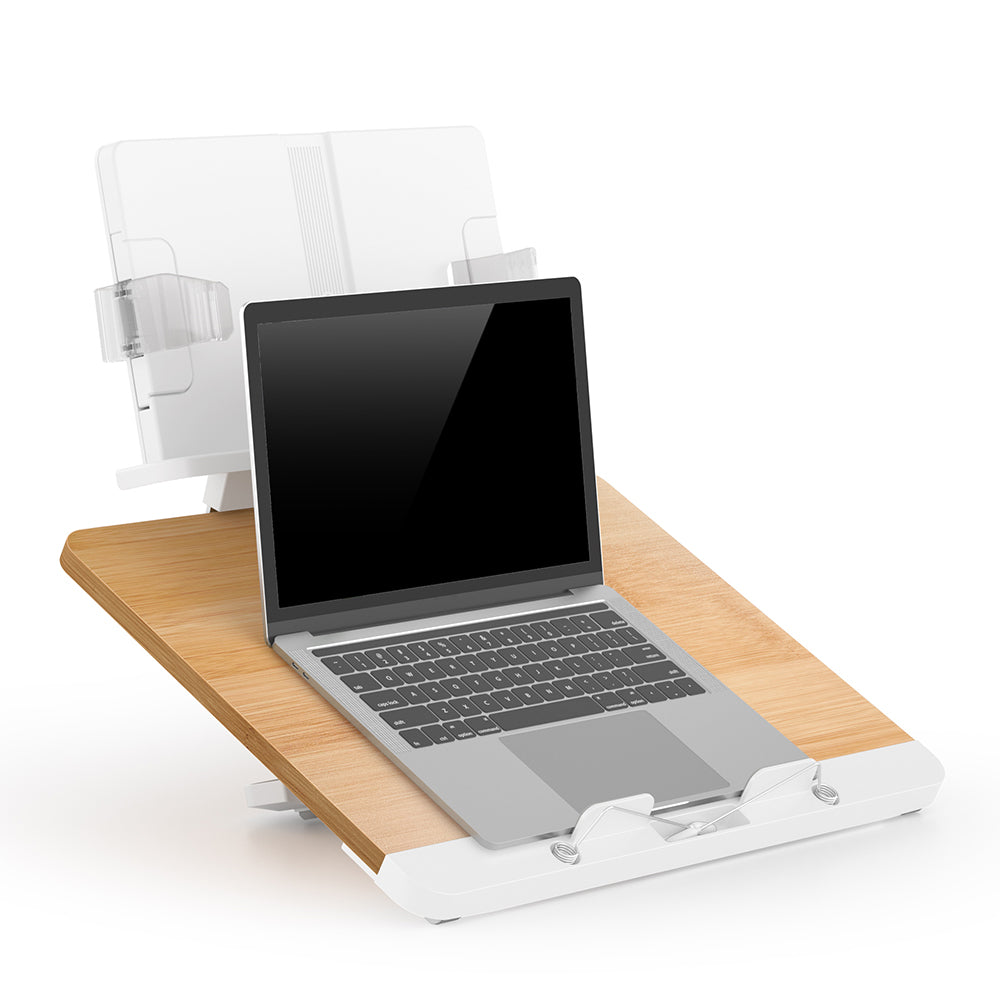 BG-5S Desktop Book Reading Stand Multi-Angle Adjustable Folding PC Tablet Holder with Book Clip