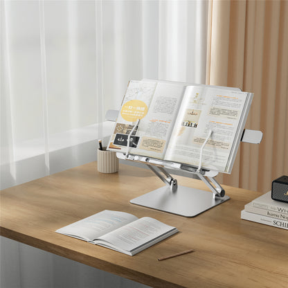 AP-2DB Aluminum Alloy Portable Folding Laptop Stand Adjustable Hollow Heat Dissipation Notebook Holder with Book Clips