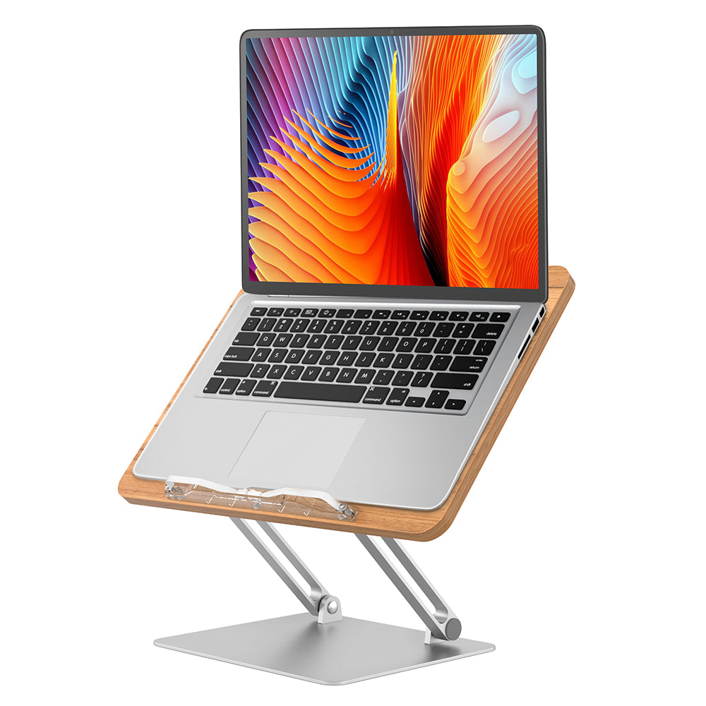 BG-4F Metal+MDF Portable Tablet Stand Height Adjustable Folding Laptop Holder with Cooling Fan, Book Clips