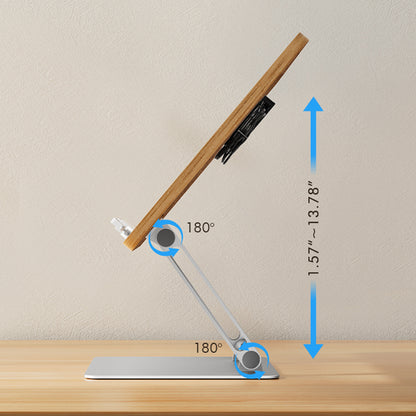 BG-4F Metal+MDF Portable Tablet Stand Height Adjustable Folding Laptop Holder with Cooling Fan, Book Clips