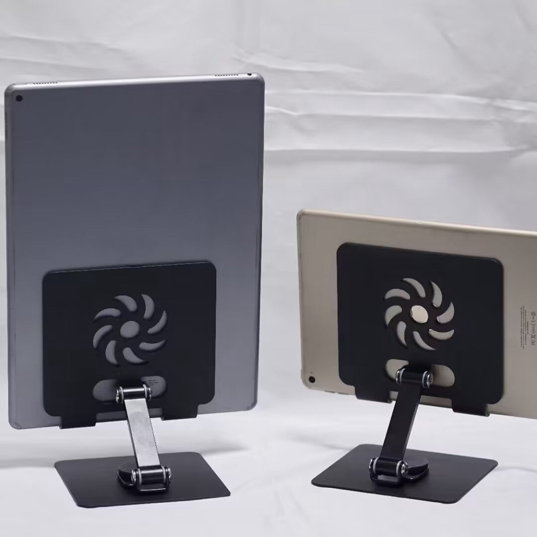 Metal Adjustable Desk Phone Stand Foldable Rotary Tablet Mount Stand for 6-14 inch Phone Tablet
