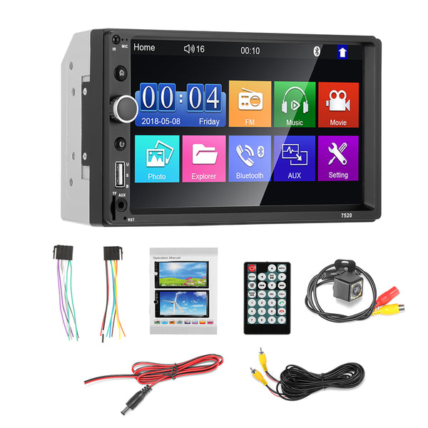 7520-1 7-inch Touch Screen Double Din Car Bluetooth MP5 Player Reverse Image FM Radio HD Video Audio Player