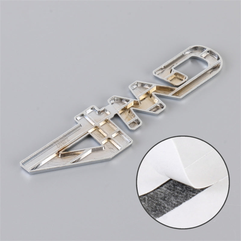 Aluminum Alloy Car Badge Sticker 4WD Letter Decal Universal Car Exterior Sticker