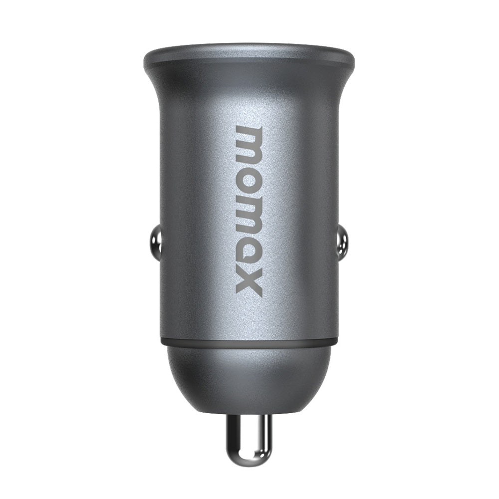 MOMAX PD 30W Type-C+USB Phone Fast Charging Adapter ABS+Aluminum Alloy Car Charger (CE Certified)