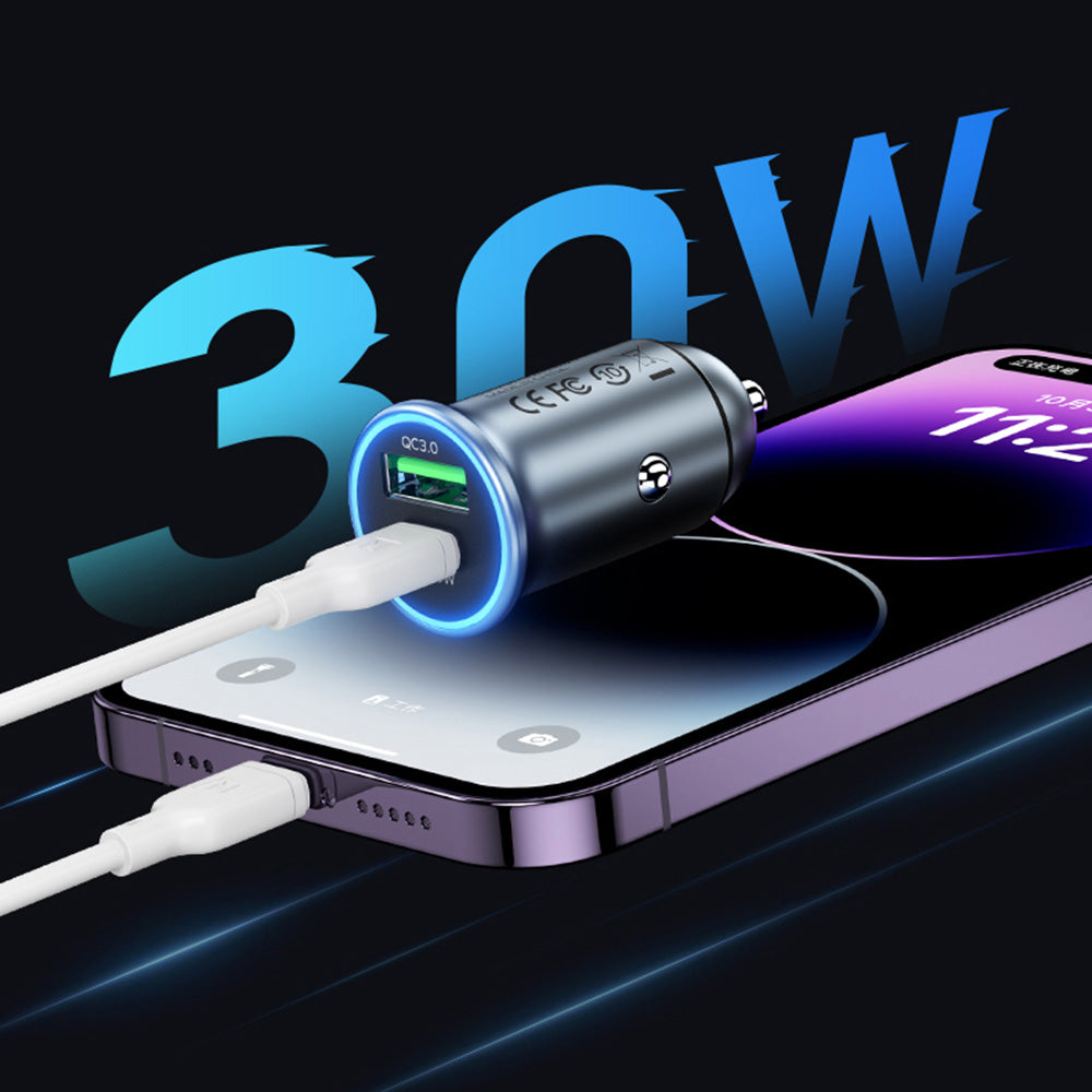 MOMAX PD 30W Type-C+USB Phone Fast Charging Adapter ABS+Aluminum Alloy Car Charger (CE Certified)