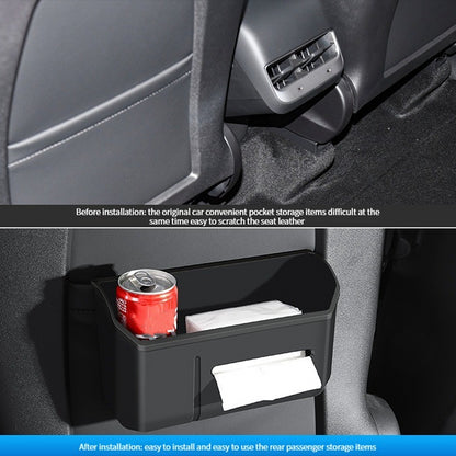 TSL261 Car Front Backrest Storage Box for Tesla Model Y / Model 3 17-22 TPE Under-seat Organizer Case