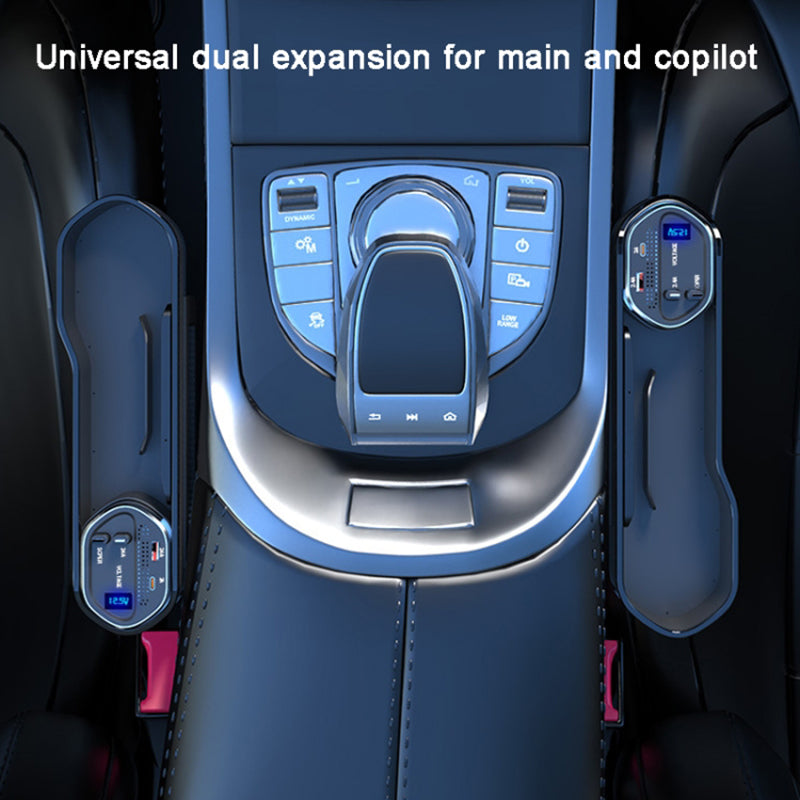 Car Seat Gap Storage Box Organizer Front Seat Console Side Pocket with Data Cable Charging (Cigarette Lighter Plug)