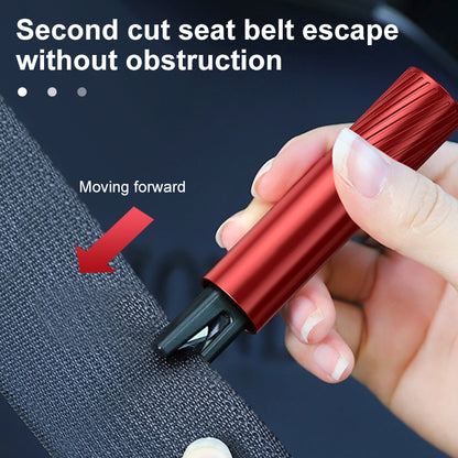 SEAMETAL AC02 Stripe Pattern Car Window Breaker 2-in-1 Metal Hammer + Seat Belt Cutter Car Safety Escape Hammer