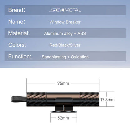 SEAMETAL AC02 Stripe Pattern Car Window Breaker 2-in-1 Metal Hammer + Seat Belt Cutter Car Safety Escape Hammer