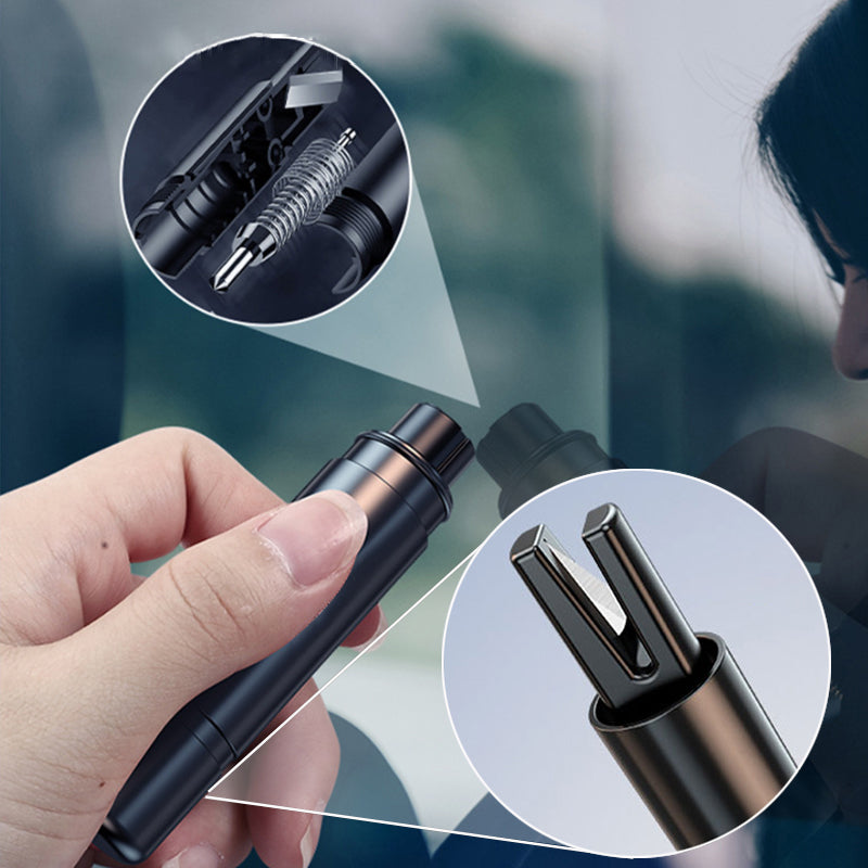 SEAMETAL AC02 Stripe Pattern Car Window Breaker 2-in-1 Metal Hammer + Seat Belt Cutter Car Safety Escape Hammer