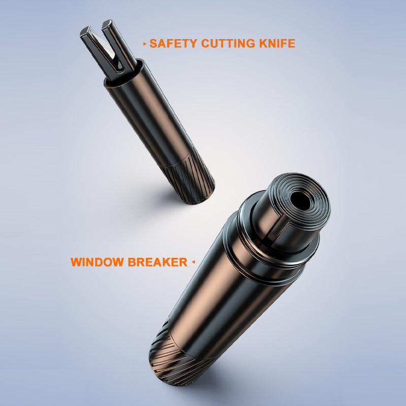 SEAMETAL AC02 Stripe Pattern Car Window Breaker 2-in-1 Metal Hammer + Seat Belt Cutter Car Safety Escape Hammer