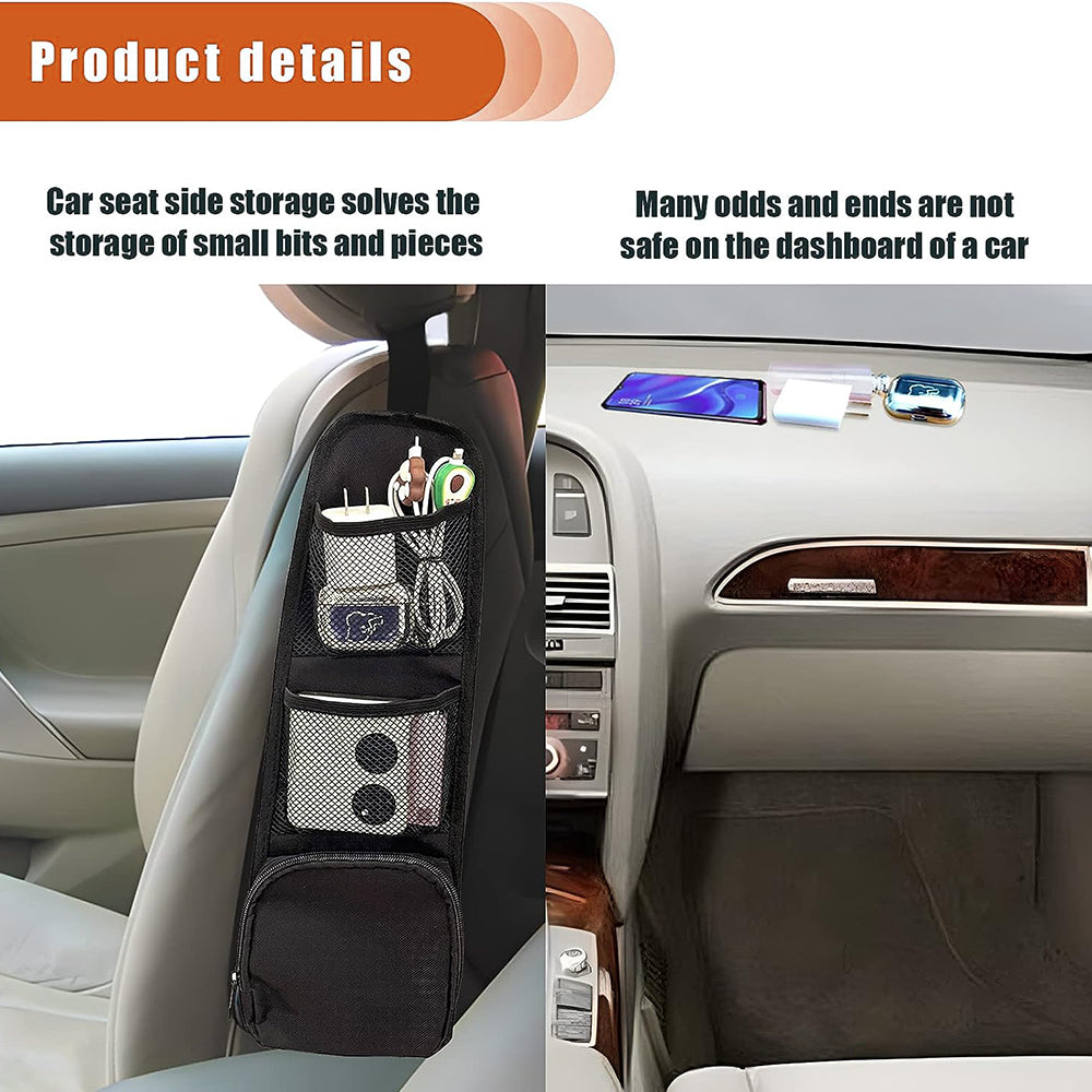 600D Oxford Cloth Mesh Hanging Bag Car Seat Side Organizer Multi-Pocket Automobile Seat Storage Pouch for Truck