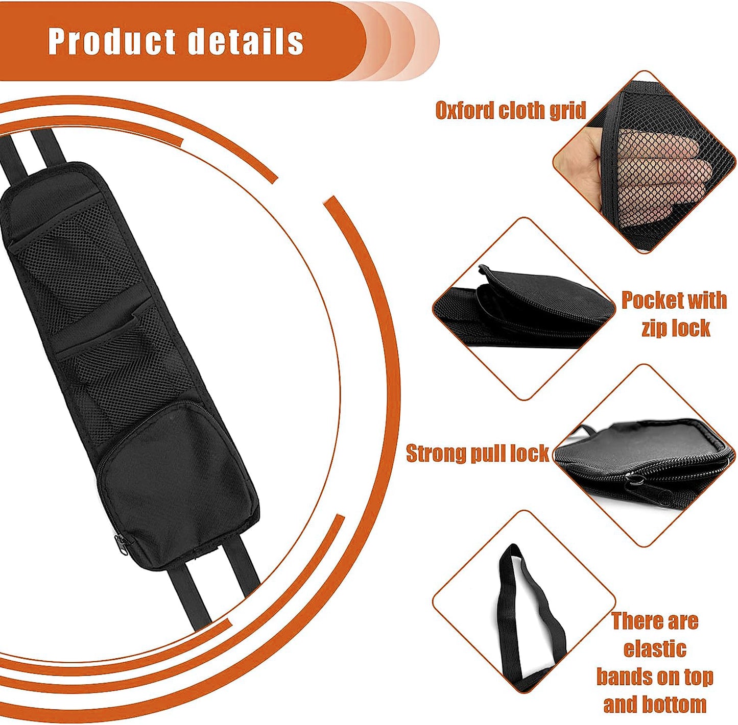 600D Oxford Cloth Mesh Hanging Bag Car Seat Side Organizer Multi-Pocket Automobile Seat Storage Pouch for Truck