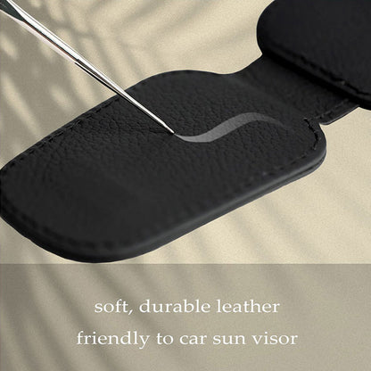 Magnetic Adsorption Car Sun Visor Glasses Holder PU Leather Sunglasses Card Ticket Clip