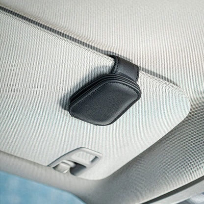 Magnetic Adsorption Car Sun Visor Glasses Holder PU Leather Sunglasses Card Ticket Clip