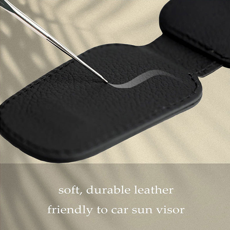Magnetic Adsorption Car Sun Visor Glasses Holder PU Leather Sunglasses Card Ticket Clip