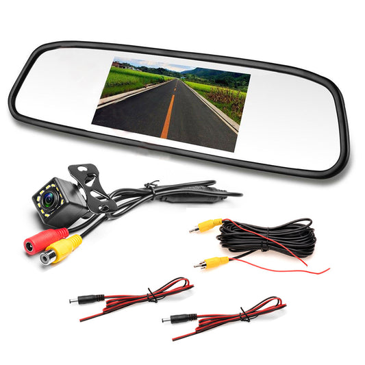 RG-205 Car Rear View Mirror Display 4.3'' Truck Rearview Mirror Screen with Waterproof 12-LED Camera