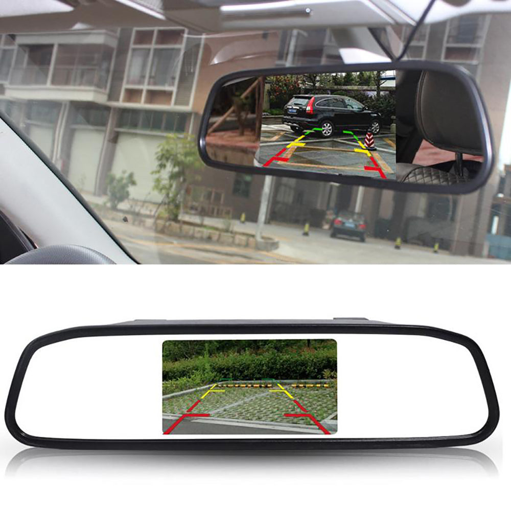RG-205 Car Rear View Mirror Display 4.3'' Truck Rearview Mirror Screen with Waterproof 12-LED Camera