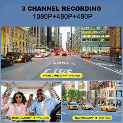 G12 1080P DVR Dash Camera Front / Inside / Rear Camera 2 Inch Screen Night Vision Driving Recorder