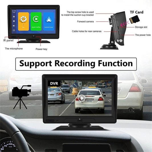P702D 7'' Touch Screen Wireless Car Player Dual Camera Driving Recorder Multimedia Player with FM Transmitter