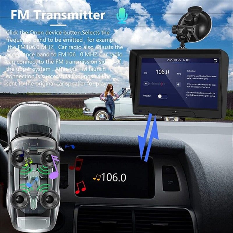 P702D 7'' Touch Screen Wireless Car Player Dual Camera Driving Recorder Multimedia Player with FM Transmitter