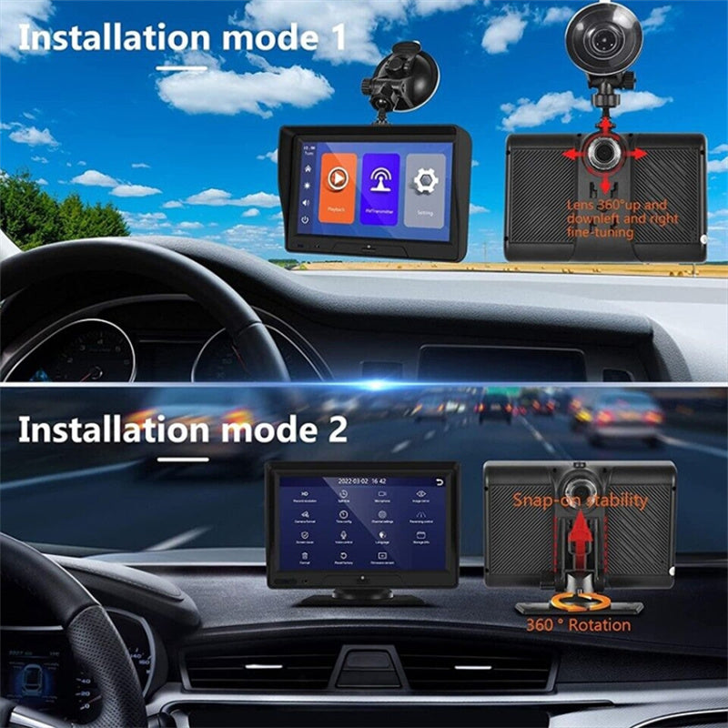 P702D 7'' Touch Screen Wireless Car Player Dual Camera Driving Recorder Multimedia Player with FM Transmitter