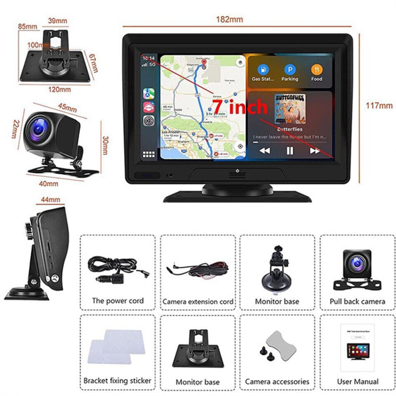P702D 7'' Touch Screen Wireless Car Player Dual Camera Driving Recorder Multimedia Player with FM Transmitter