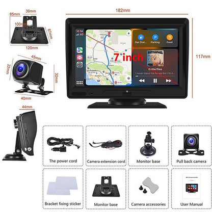 P702D 7'' Touch Screen Wireless Car Player Dual Camera Driving Recorder Multimedia Player with FM Transmitter
