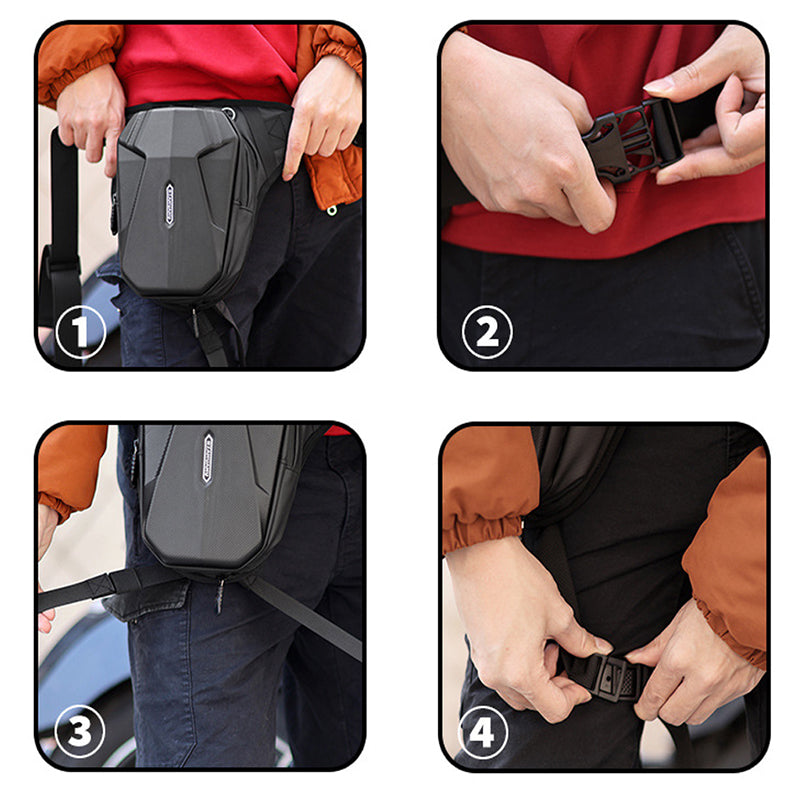 RZAHUAHU Hard Shell 600D Waterproof Fabric Motorcycle Riding Waist Bag Phone Tools Storage Crossbody Bag