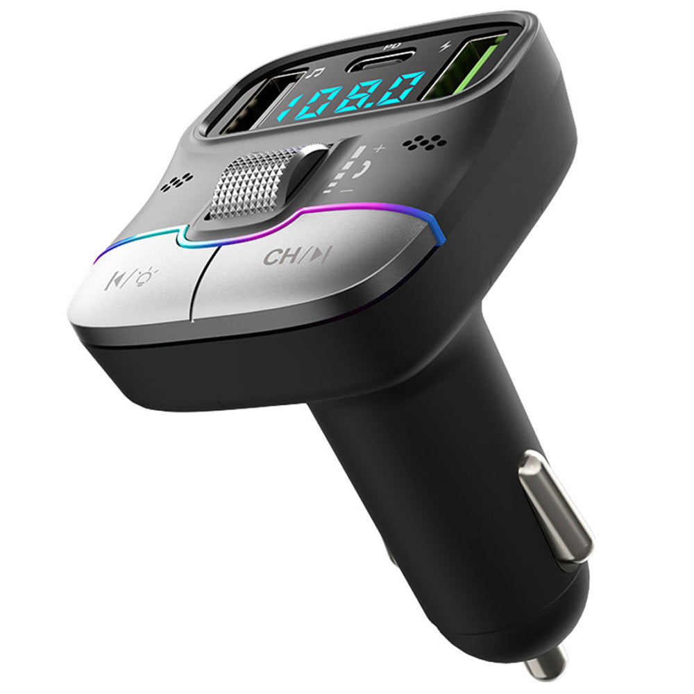 GZ01 Bluetooth 5.3 Hands-free Call U-disk MP3 Music Player Type-C + Dual USB Car Charger