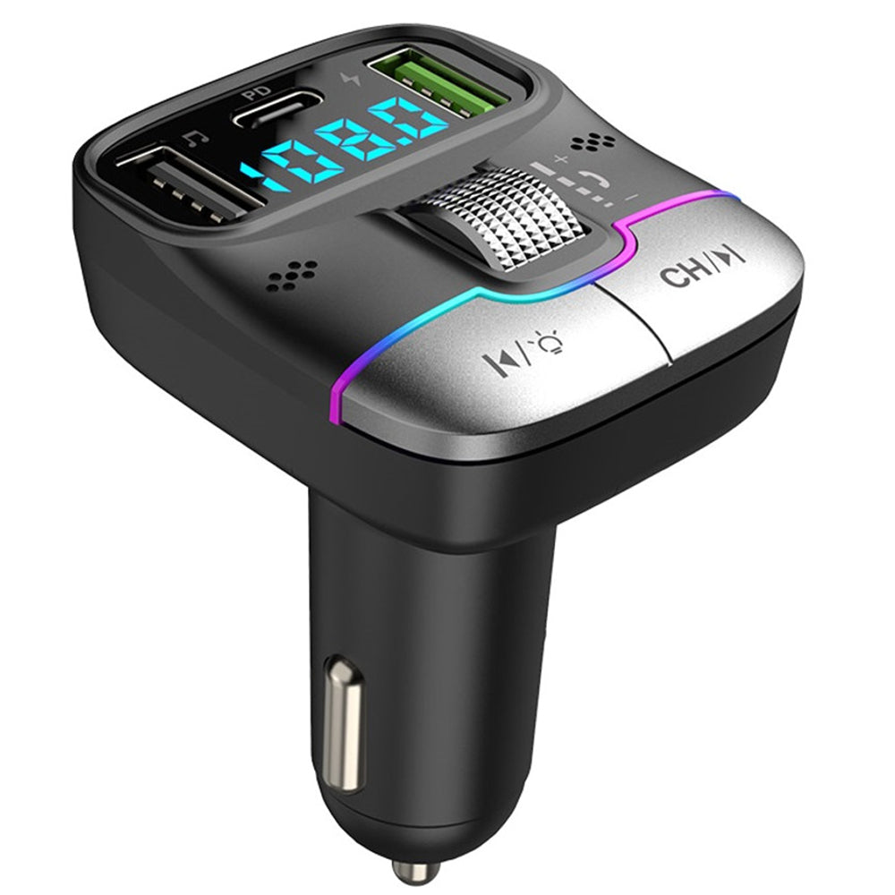 GZ01 Bluetooth 5.3 Hands-free Call U-disk MP3 Music Player Type-C + Dual USB Car Charger