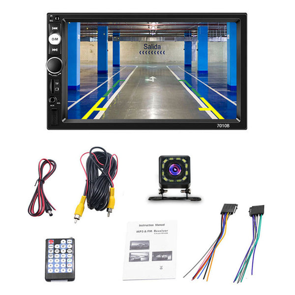 7010B-3 7-inch Touch Screen Car MP5 Player with 12 LED Lights Rear View Camera Car Audio Device Parking System