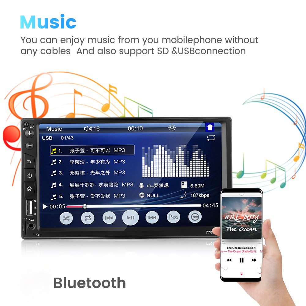 7701B-1 7-inch MP5 Carplayer with Steering Wheel Controller Center Console Video Recorder