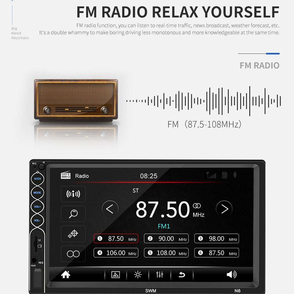 SWM N6 Car Stereo MP5 Player 7 inch Touch Screen Bluetooth Radio Receiver
