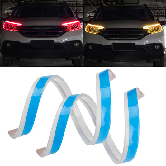 2Pcs 60cm Cuttable 12V Car DRL Flexible LED Strip Daytime Running Light Waterproof Turn Signal Light