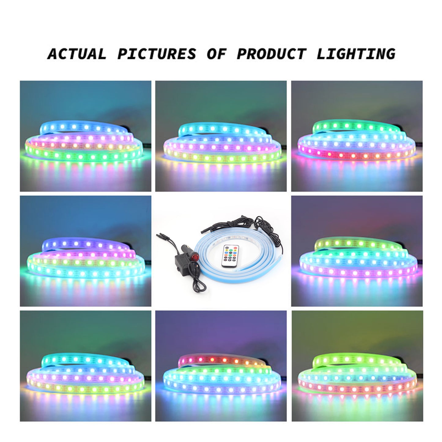 E15 1.5m Cigarette Lighter Cable Door Outside LED Strip Lights Car Colorful Ambient Lights Voice / RC Control Breathing Running Light