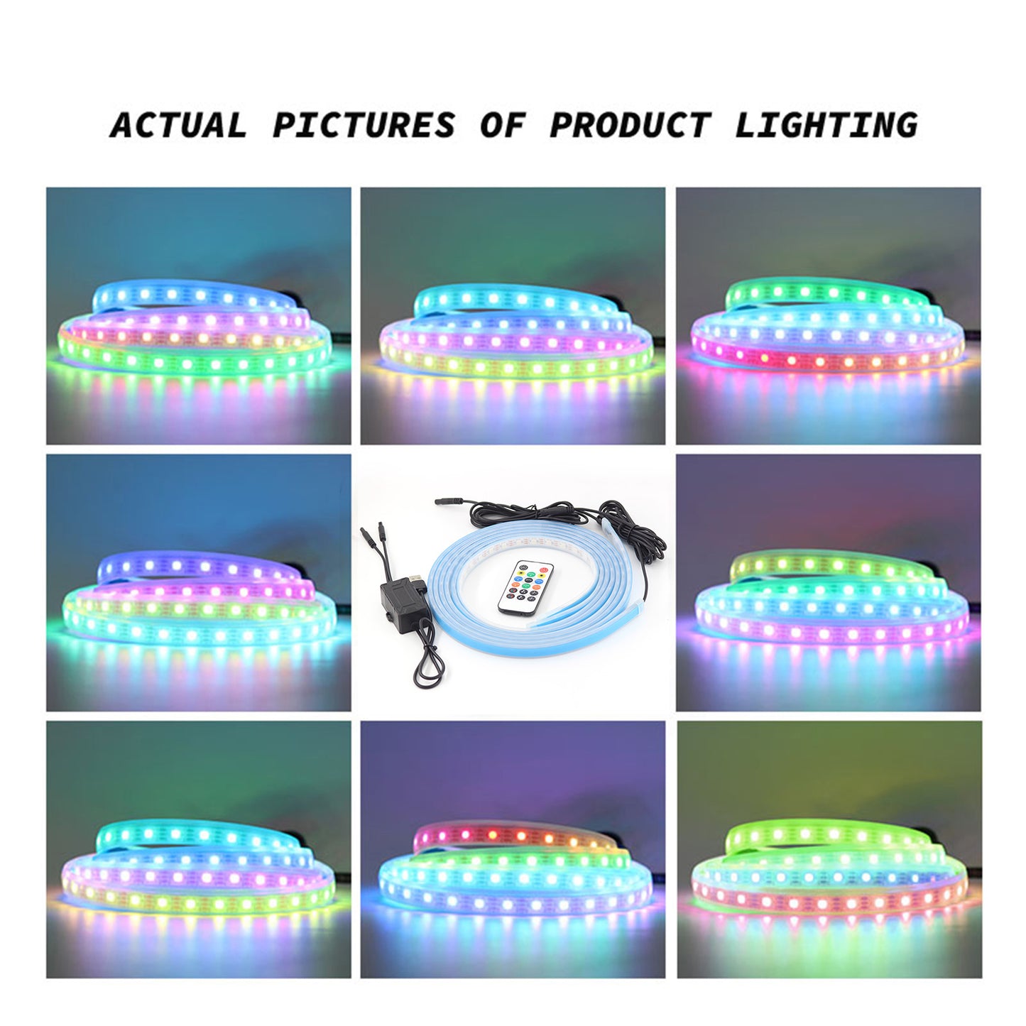 E18U 1.8m USB LED Strip Lights Voice / RC Control Breathing Light for Car Outside Modified Colorful Ambient Lights