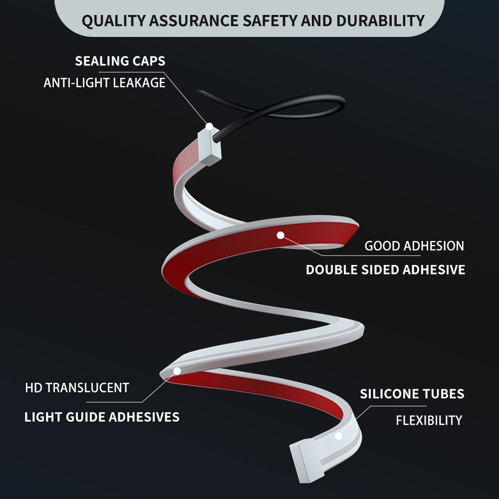 DR60 1-to-2 12V Car Headlight Decorated Lights Bar APP Control LED Strip Lights Starter Scan Daytime Car Colorful Turn Signal Lamp