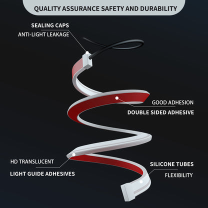 DR60 1-to-2 12V Car Headlight Decorated Lights Bar APP Control LED Strip Lights Starter Scan Daytime Car Colorful Turn Signal Lamp