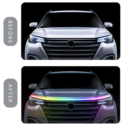 JG02 150cm Car LED Hood Light Strip Waterproof Daytime Running Light 12V Phantom Dynamic Decorative Atmosphere Lamp