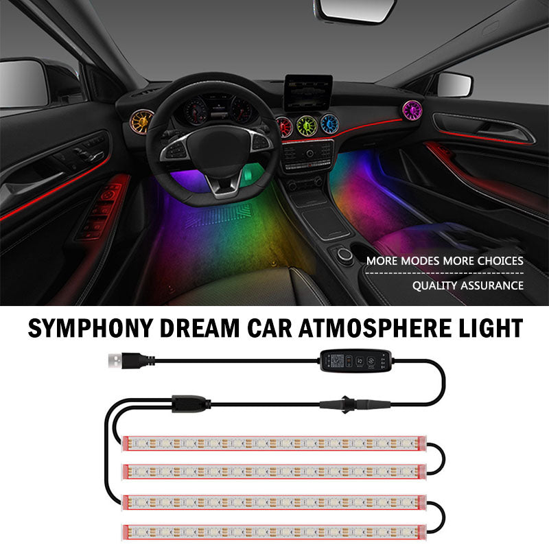 N1U-48 Car Underglow Lights Exterior Kit 4PCS Underbody 48 LED Strip Lights APP Bluetooth Remote Control