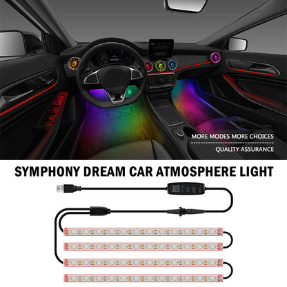 N1U-48 Car Underglow Lights Exterior Kit 4PCS Underbody 48 LED Strip Lights APP Bluetooth Remote Control