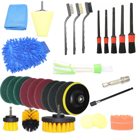 30Pcs / Set Car Cleaning Cloth Air Outlet Brush Vehicle Washing Mitten Detailing Brushes Scrub Pads Kit