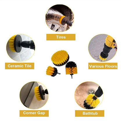 27Pcs / Set Car Cleaning Cloth Washing Mitten Electric Drill Brush Vehicle Detailing Brushes Scrub Pads Kit