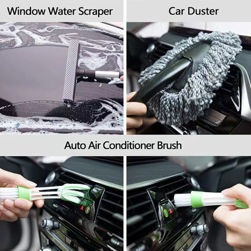 14Pcs / Set Car Cleaning Cloth Washing Mitten Duster Wheel Hub Brush Vehicle Detailing Brushes Kit