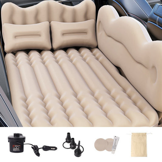ZD-432 Car PVC Flocking Mattress Automatic Air Inflation Bed SUV Truck Straight Stripe Sleeping Mat with Detachable Side Baffle